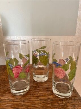 Vintage Franciscan Fruit-Print Highball Glasses        Set of 3
